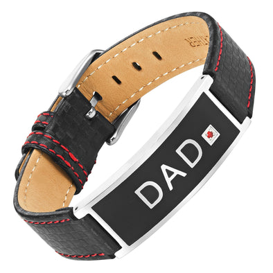 Mens Dad Leather Bracelet Engraved Love You Dad