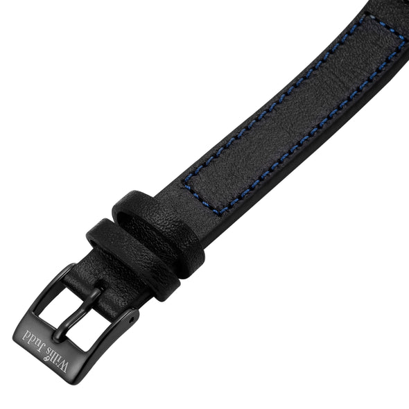 Mens Blue Carbon Fiber Leather Bracelet Engraved I Love You