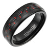 Mens 7mm Red Carbon Fiber Tungsten Ring Engraved I Love You By Willis Judd