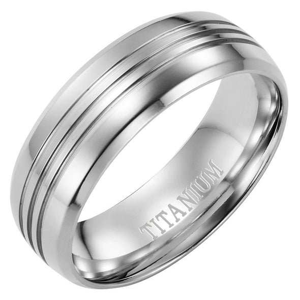 Mens Titanium 8mm Band Ring Engraved I Love You in Gift Pouch - By Willis Judd