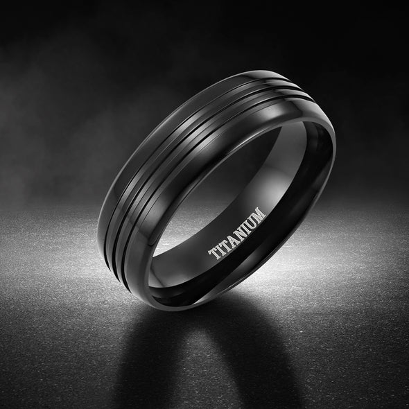 Men's 8mm Black Titanium Band Ring