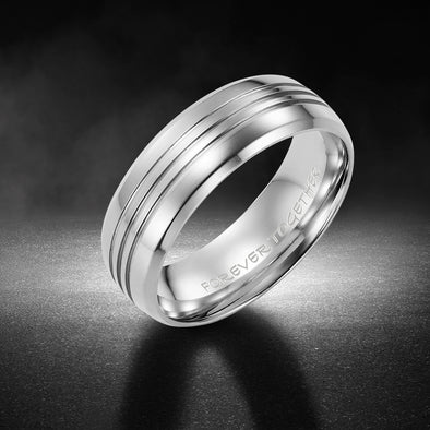 Men's 8mm Titanium Ring - Engraved Forever Together