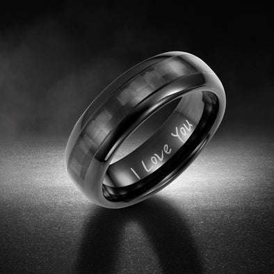 Men’s Carbon Fiber Engraved Ring - I Love You