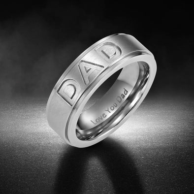 Mens Dad Titanium Engraved Ring - Love You