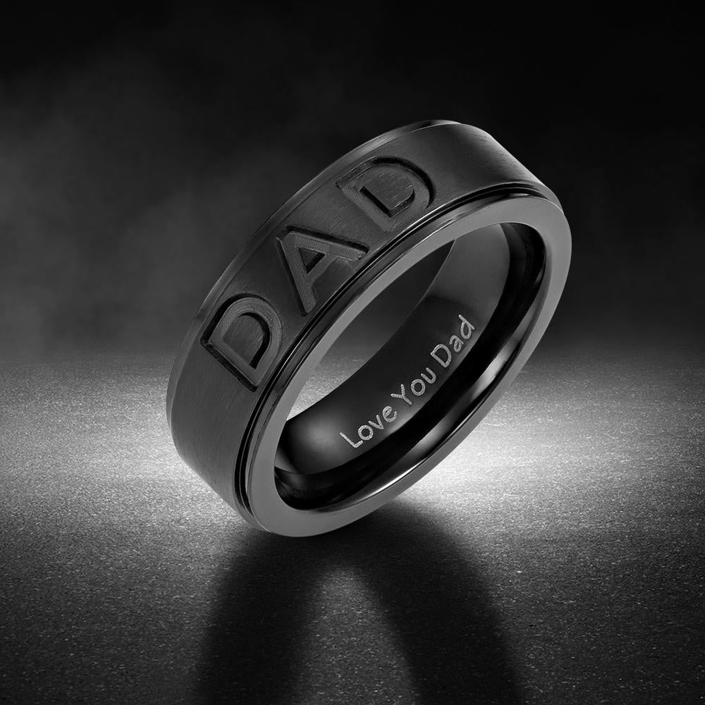Mens Dad Engraved Ring - Love You (Titanium Black)