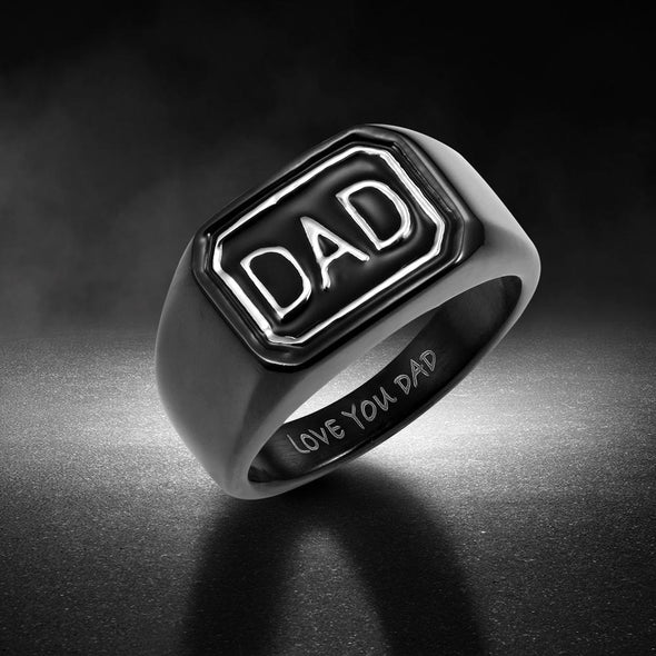 Mens Dad Engraved Ring - Love You (Gift For Fathers Day)