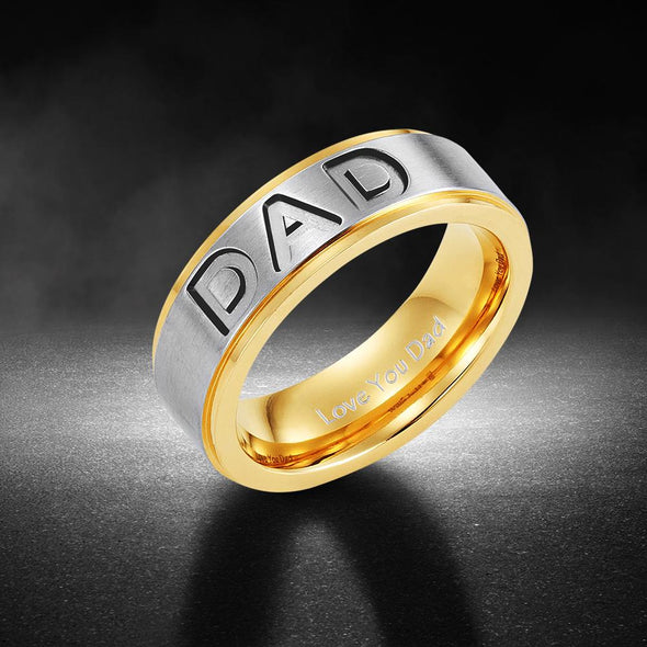 Mens Dad Engraved Ring - Love You (Titanium)