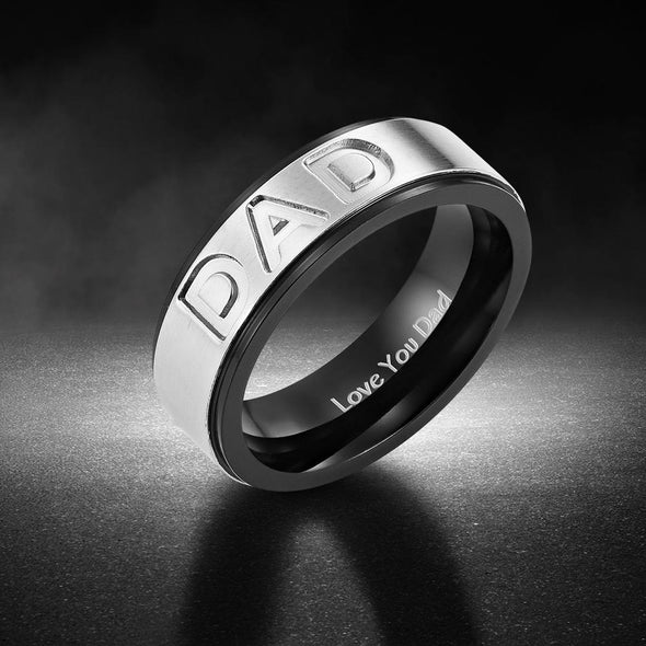 Mens Dad Titanium Engraved Ring - Love You