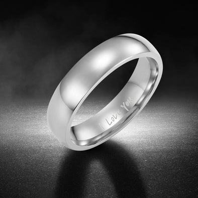 Men's Wedding Band Engraved Ring - I Love You