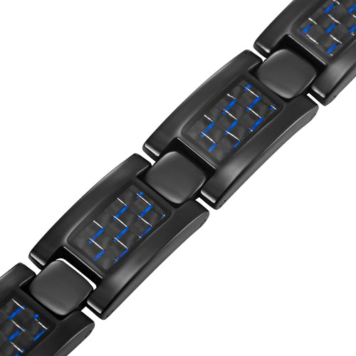 Mens Stainless Steel Magnetic Bracelet with Carbon Fibre