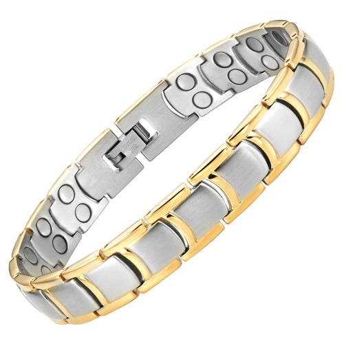 Mens Stainless Steel Double Row Magnetic Bracelet