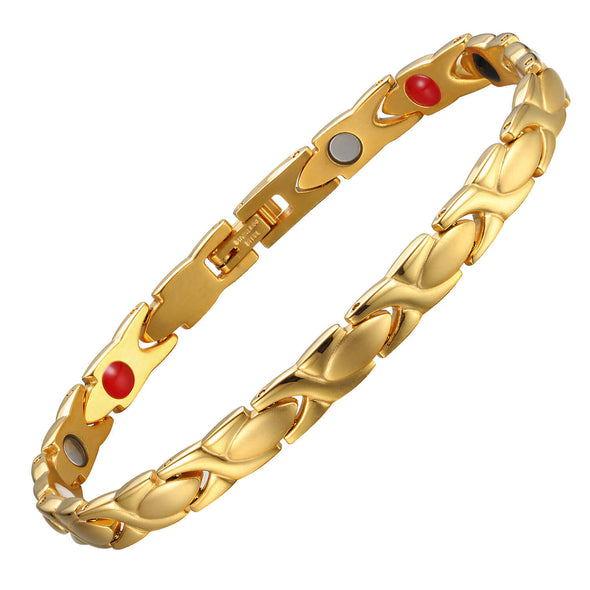 Ladies Gold Tone Four Elements Titanium Magnetic Bracelet