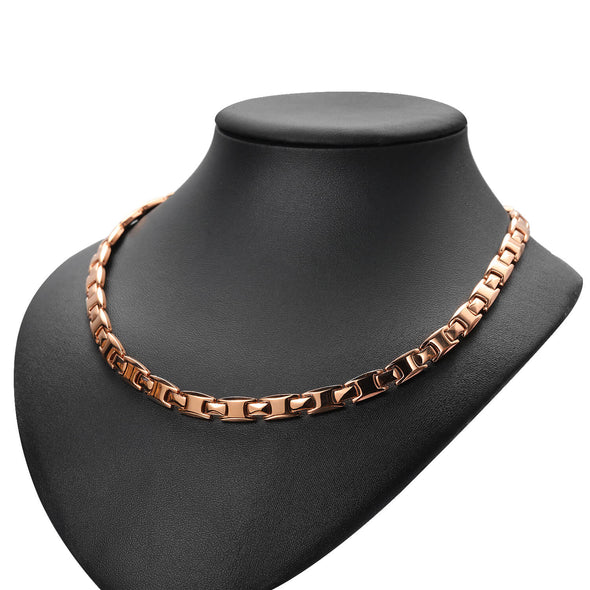 Ladies Stainless Steel Rose Gold Tone Magnetic Therapy Necklace