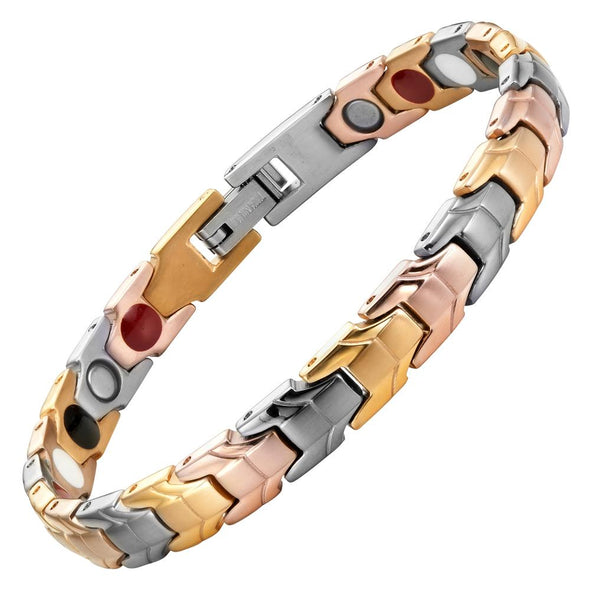 Ladies Tri-Color Four Element Magnetic Titanium Bracelet