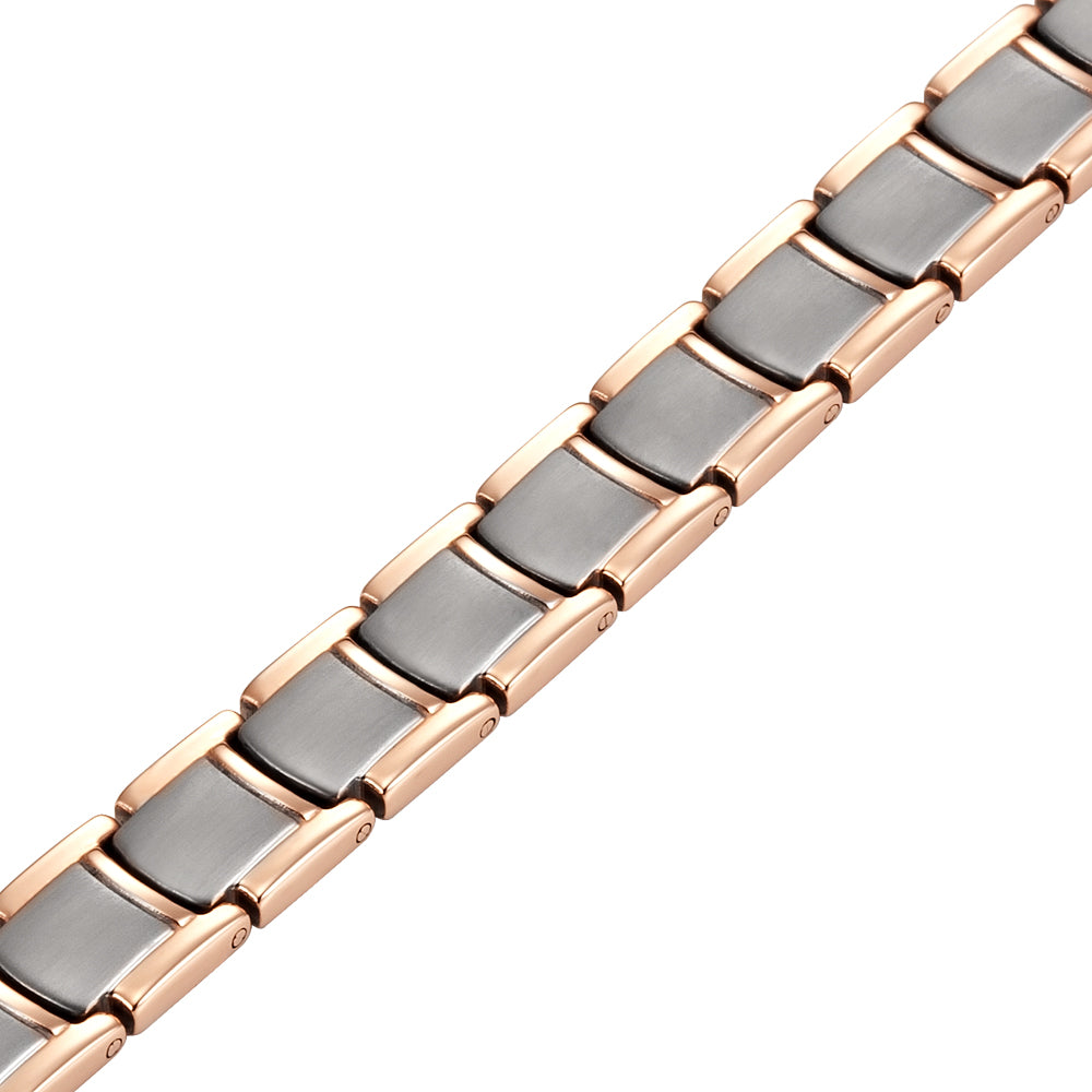 Ladies Magnetic Therapy Anklet- Titanium Rose Gold