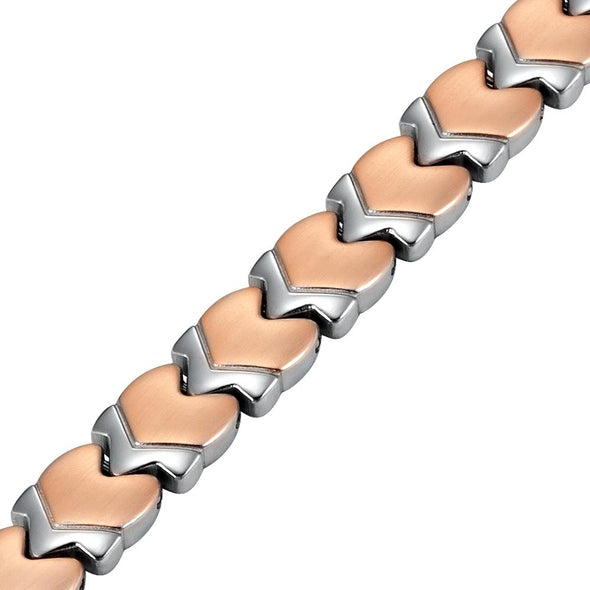Ladies Two Tone Titanium Magnetic Bracelet