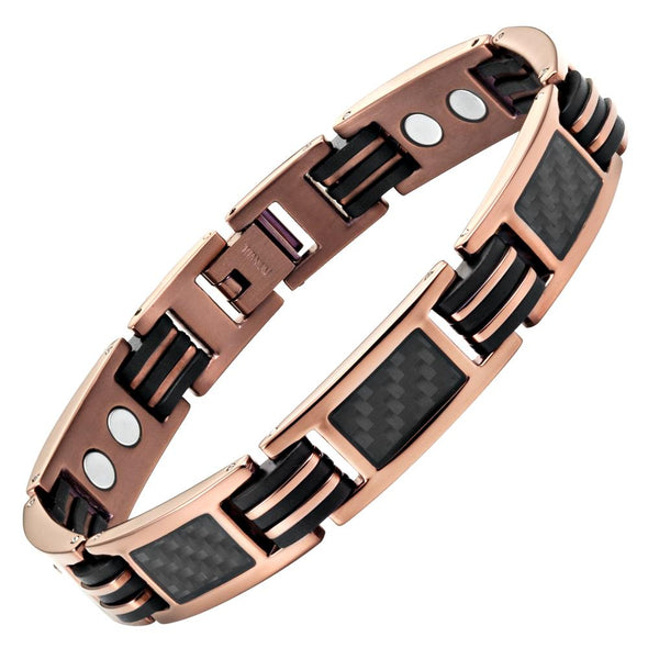 Men's Titanium Magnetic Bracelet Black Carbon Fiber