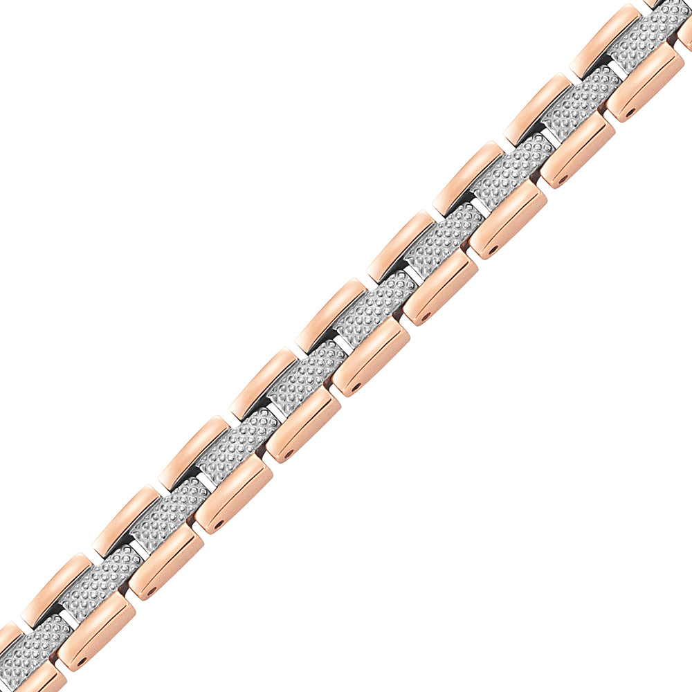 Ladies Two Tone Double Row Titanium Magnetic Bracelet