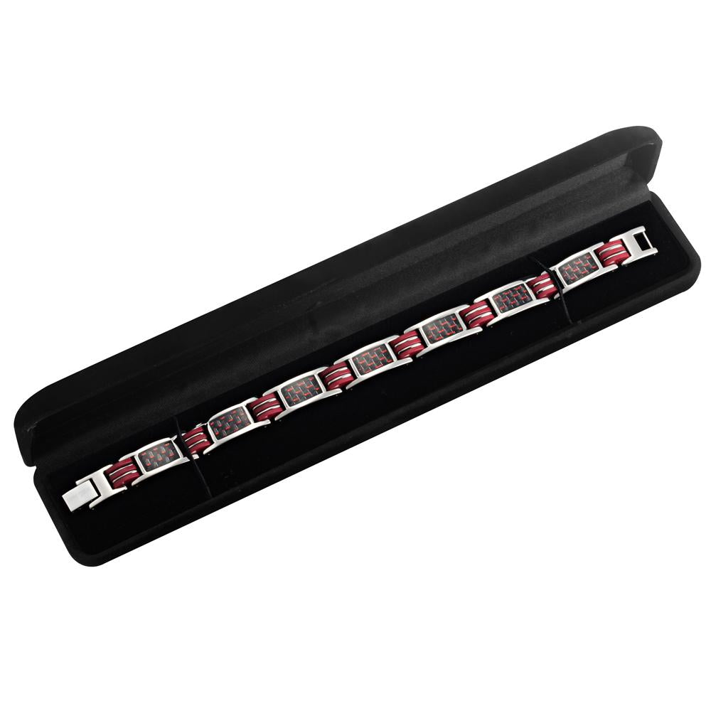 Men's Four Element Magnetic Red Carbon Fiber Titanium Bracelet