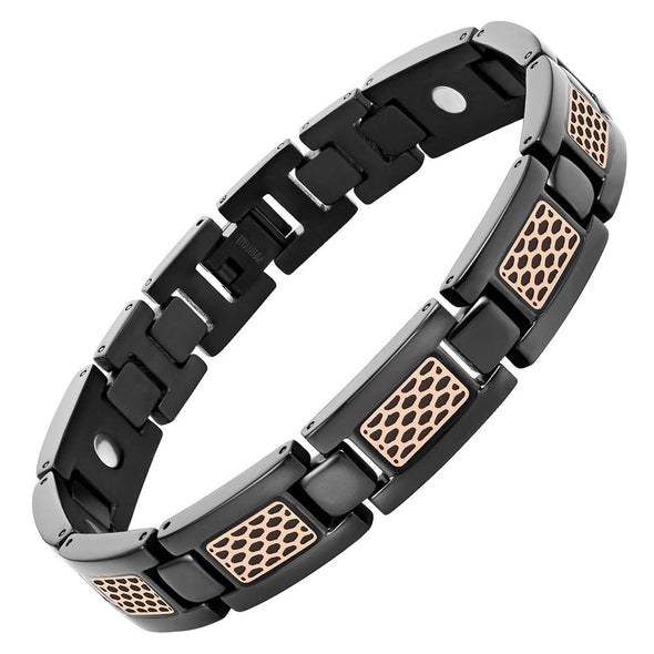 Men's Rose Honey Comb Titanium Magnetic Bracelet