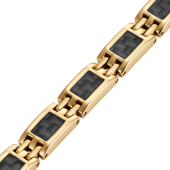 Ladies Carbon Fibre Gold Titanium Magnetic Bracelet