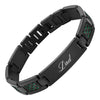 Titanium Bracelet With Green Carbon Fibre And Engraved Love You Dad Mens Magnetic