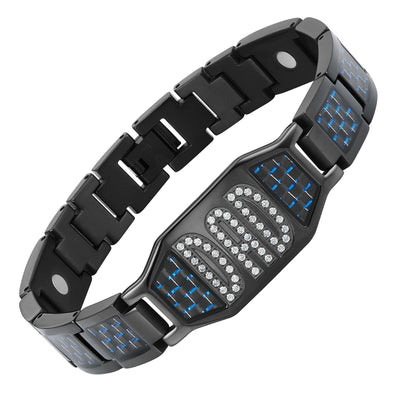Mens Dad Carbon Fiber Titanium Magnetic Bracelet
