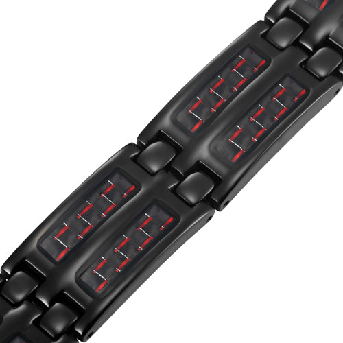Men's Four Element Magnetic Bracelet - Red Carbon Fibre (Black Titanium)