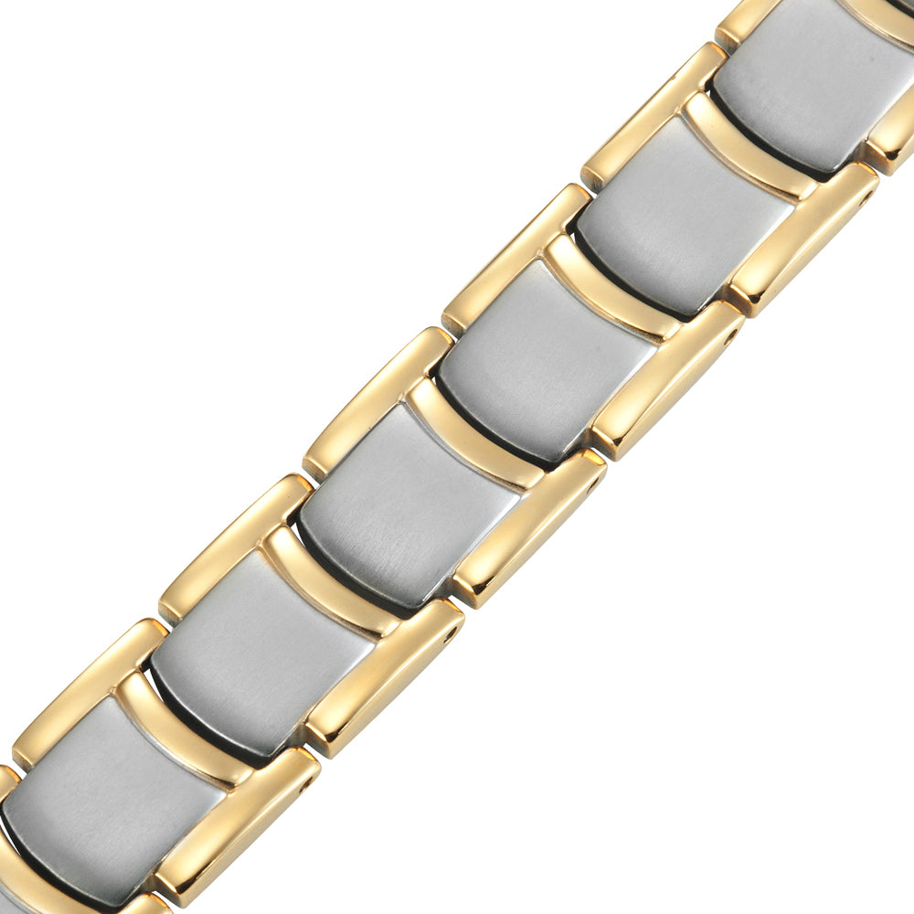 Mens Two Tone Titanium Magnetic Bracelet