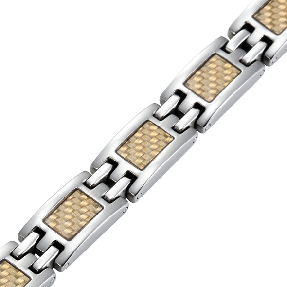 Ladies Magnetic Therapy Bracelet - Gold Carbon Fibre