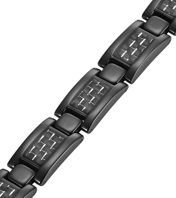 Mens Carbon Fiber Titanium Magnetic Bracelet