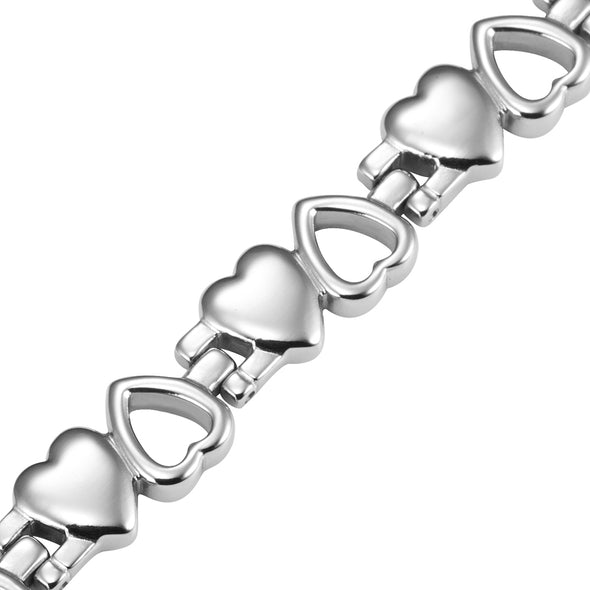 Ladies Magnetic Therapy Bracelet - Love Heart (Titanium)