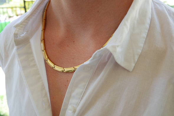 Ladies Gold Tone Titanium Magnetic Therapy Necklace