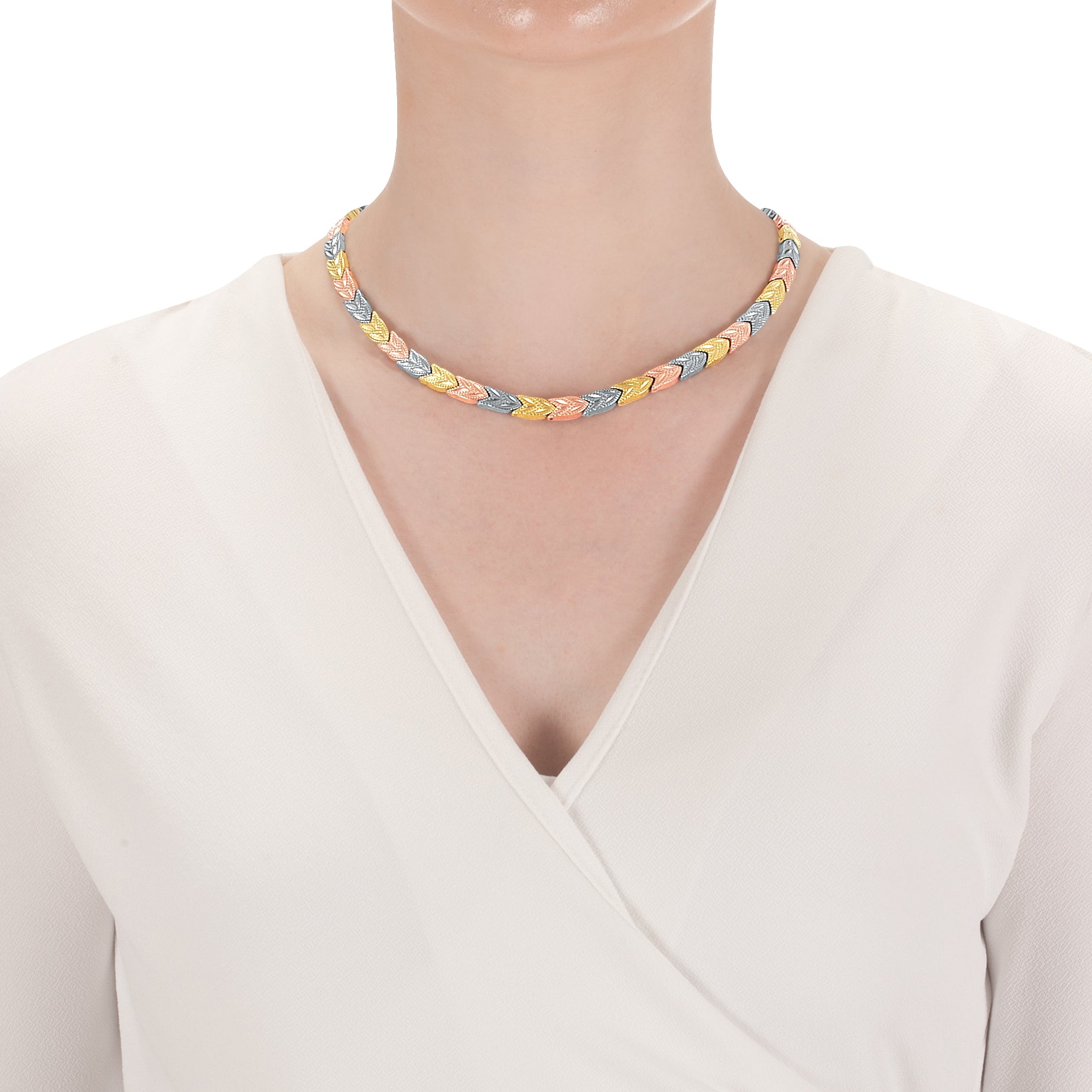 Ladies Tri-colour Titanium Magnetic Therapy Necklace