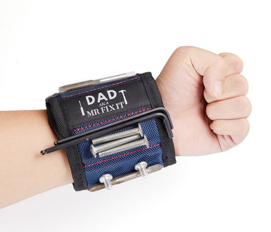 Magnetic Wristband For Dad Embossed Worlds Best Dad Tools Nails Drill Bit Gift