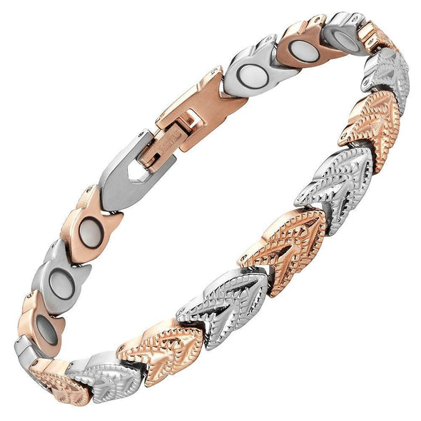 New Ladies Two Tone Titanium Magnetic Bracelet with Free Adjuster and Gift Box