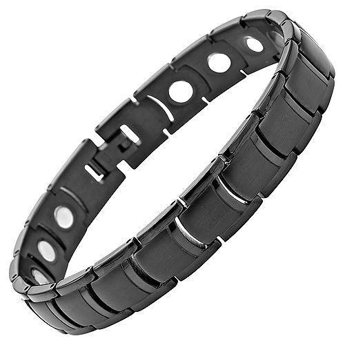 New Mens All Black Titanium Magnetic Bracelet Free Adjuster and Gift Box