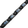 Willis Judd Mens Black Titanium Magnetic Bracelet with Blue Camouflage Free Link Removal Tool & Gift box