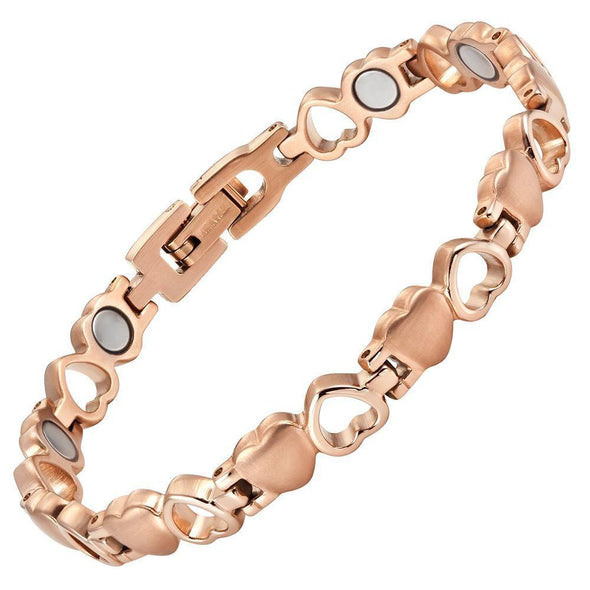 New Ladies Love Heart Titanium Magnetic Bracelet with Free Adjuster and Gift Box
