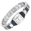 Willis Judd Mens Christian Jesus Crucifix Cross Blue Carbon Fiber Titanium Magnetic Bracelet with Free Link Removal Tool and Gift Box