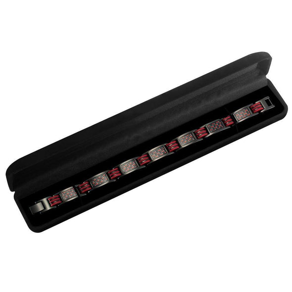 Willis Judd Mens Four Element Magnetic Red Carbon Fiber Black Titanium Bracelet + Link Removal Tool
