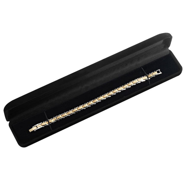New Ladies Two Tone 4 Element Titanium Magnetic Bracelet Free Adjuster Gift Box