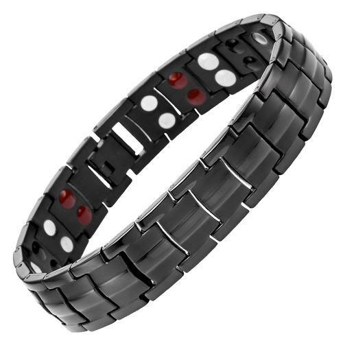 New Mens 4 Element All Black Titanium Magnetic Bracelet Free Adjuster Gift Box