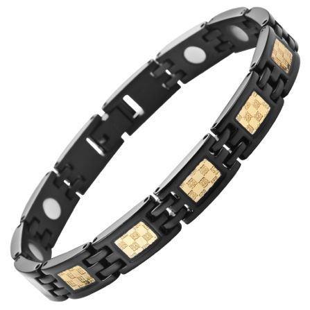 New Ladies Titanium Gold Carbon Fibre Magnetic Bracelet Free Adjuster Gift Box