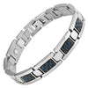 New Mens Titanium Magnetic Bracelet Blue Carbon Fibre + Free Adjuster Gift Box