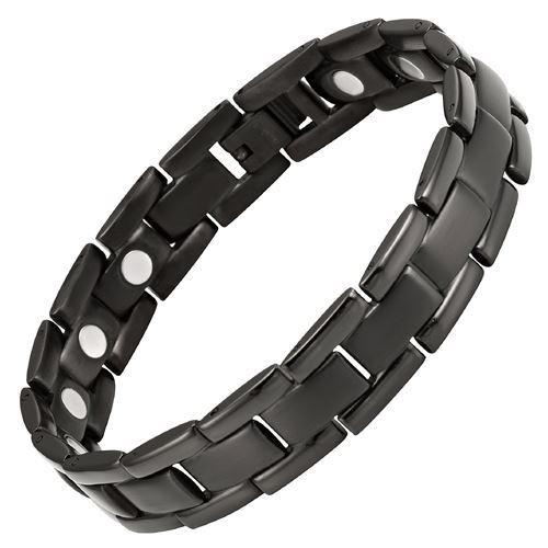 New Mens All Black Titanium Magnetic Bracelet + Free Adjuster and Gift Box - TB71