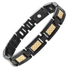 New Mens Titanium Magnetic Bracelet Gold Carbon Fibre Free Adjuster Gift Box - TB18