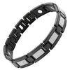 New Mens Titanium Magnetic Bracelet Silver Carbon Fibre Free Adjuster Gift Box - TB38