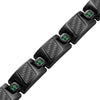 Willis Judd Men’s Black Titanium with Green CZ and Black Carbon Fiber Magnetic Bracelet Gift Boxed with Link Removal Tool