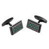 Willis Judd Men's Black Stainless Steel with Green Carbon fibre Cufflinks with Gift Pouch